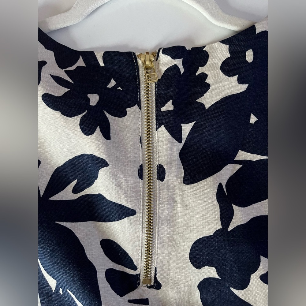 Women’s Carmen MarcValvo sleeveless linen shift dress navy & white floral 4 - Picture 7 of 7
